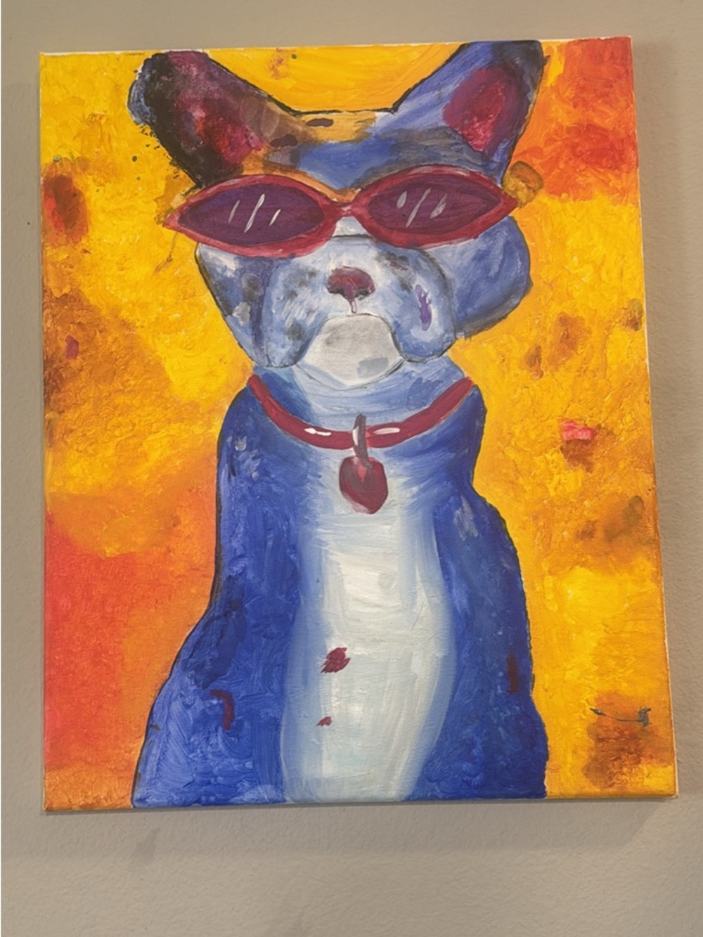 12x16 Colorful Dog Art Canvas - done by me